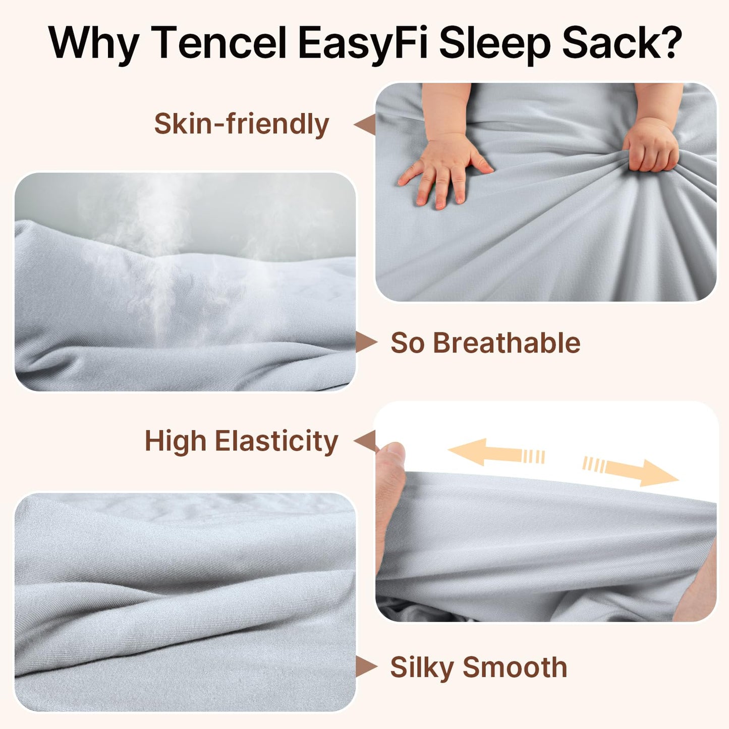 Easyfi saco de dormir súper suave de rayón hecho de bambú, 0-6 meses, 1.0tog