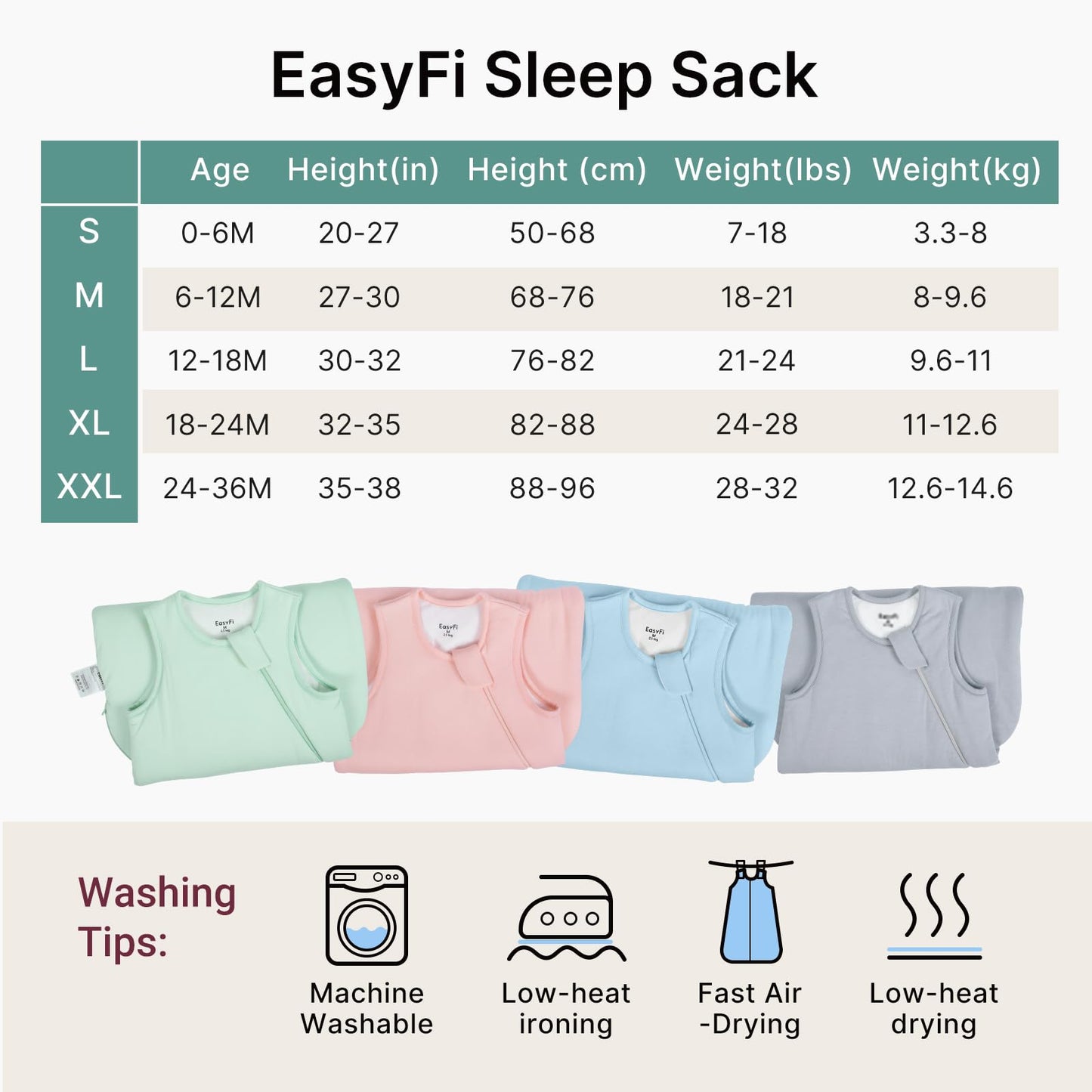 Easyfi saco de dormir súper suave de rayón hecho de bambú, 0-6 meses, 1.0tog
