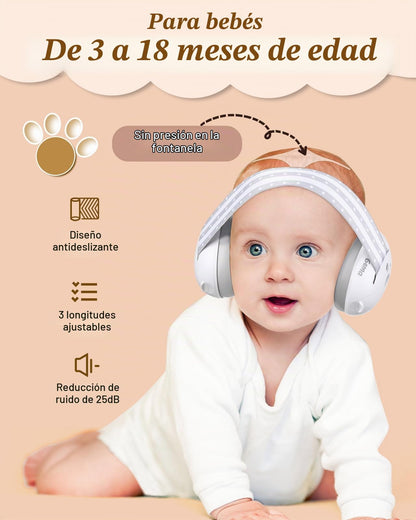Lilian&Gema Orejeras 2 en 1 para bebé, protección contra el ruido
