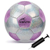 Balón de fútbol con purpurina, rosa, morado y plateado