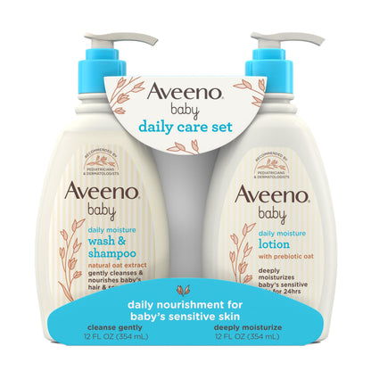 Aveeno Baby Set de regalo de cuidado diario con extracto de avena y avena prebiótica