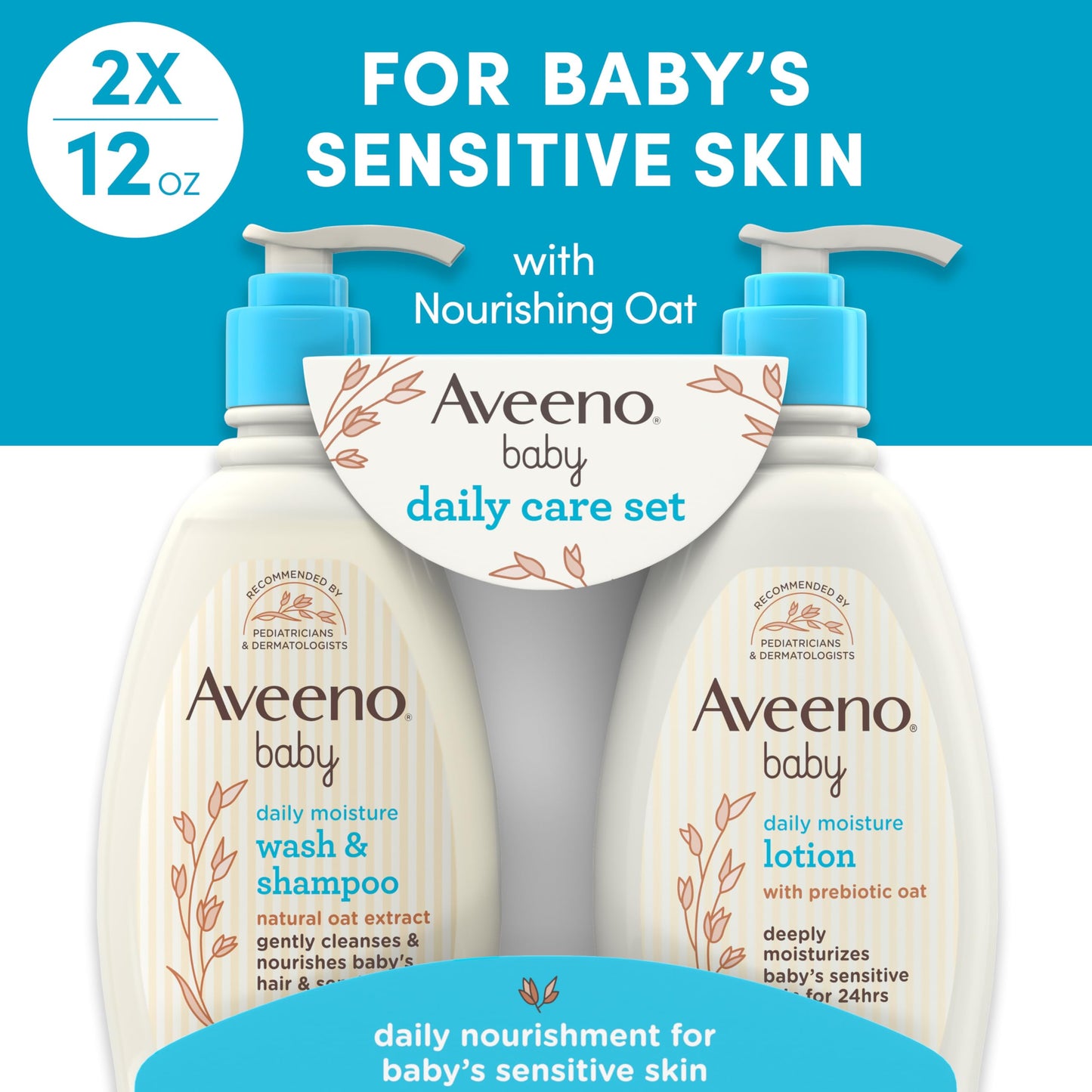 Aveeno Baby Set de regalo de cuidado diario con extracto de avena y avena prebiótica
