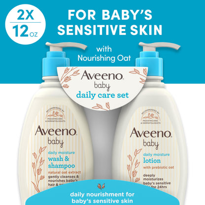 Aveeno Baby Set de regalo de cuidado diario con extracto de avena y avena prebiótica