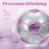 Balón de fútbol con purpurina, rosa, morado y plateado