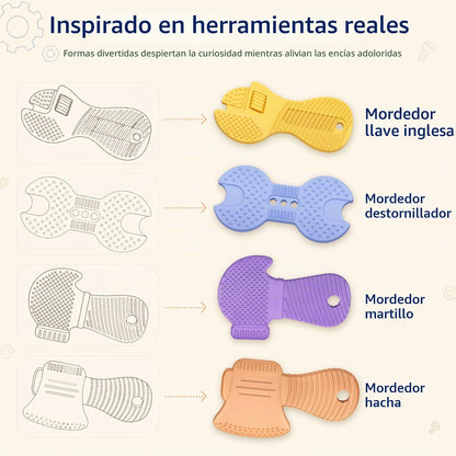 Juguetes de dentición en forma de herramienta, paquete de 4