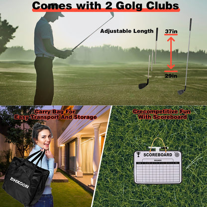Juego de golf para patio trasero con 2 palos, campo de golf portátil de 6 agujeros