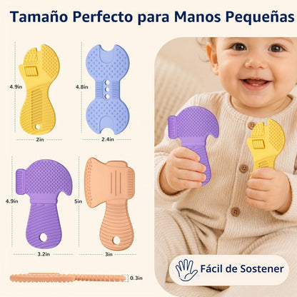 Juguetes de dentición en forma de herramienta, paquete de 4