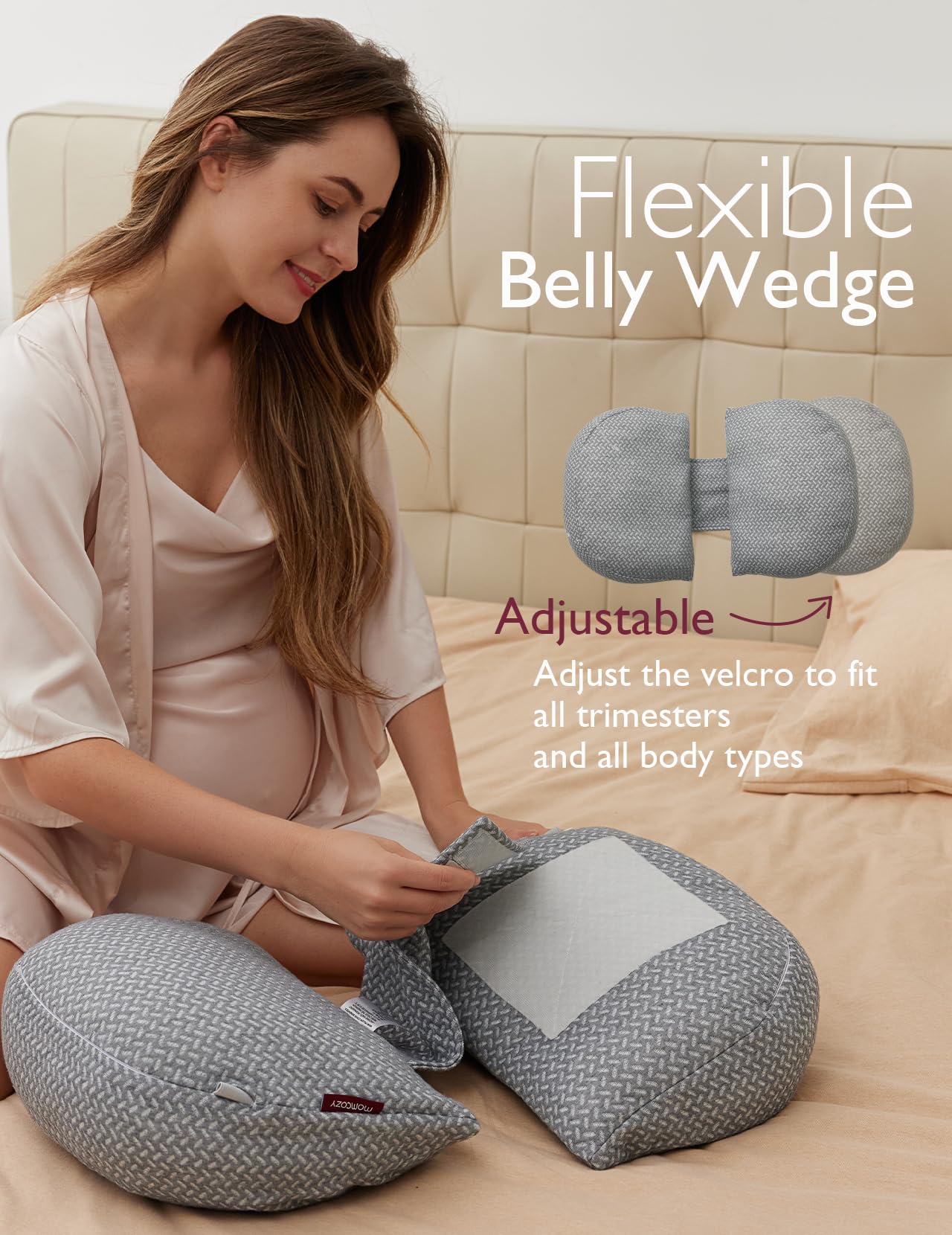 Momcozy Almohada portátil de embarazo – Soporte de maternidad en forma de W para dormir de lado