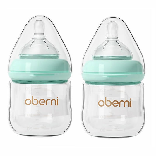 Oberni Biberones de cristal, biberón anticólico, 0-6 meses