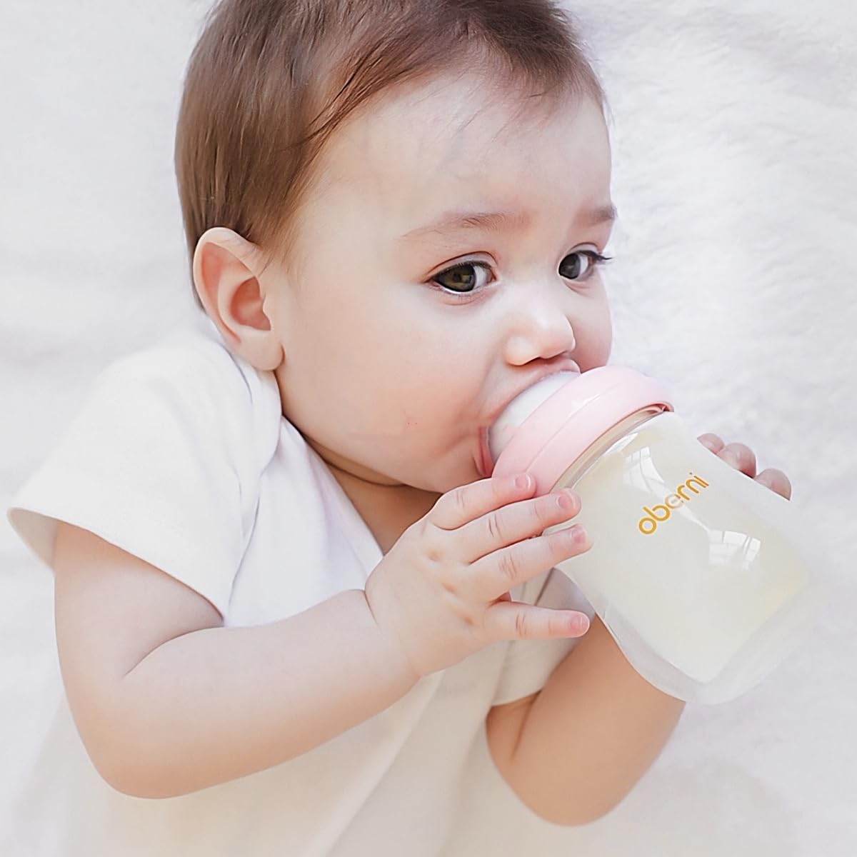Oberni Biberones de cristal, biberón anticólico, 0-6 meses