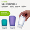 humangear GoToob+ - Botellas de silicona recargables de tamaño de viaje con tapa de bloqueo