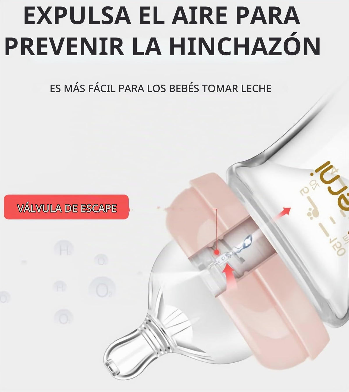 Oberni Biberones de cristal, biberón anticólico, 0-6 meses