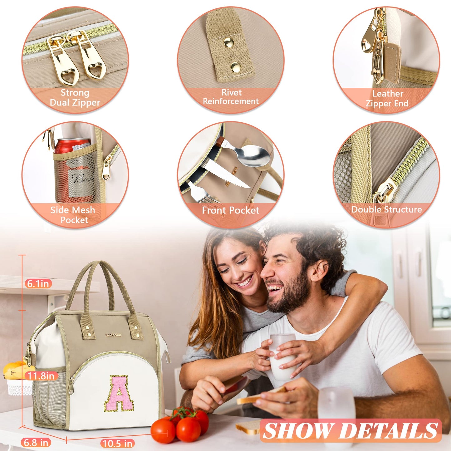 Bolsa de almuerzo con inicial