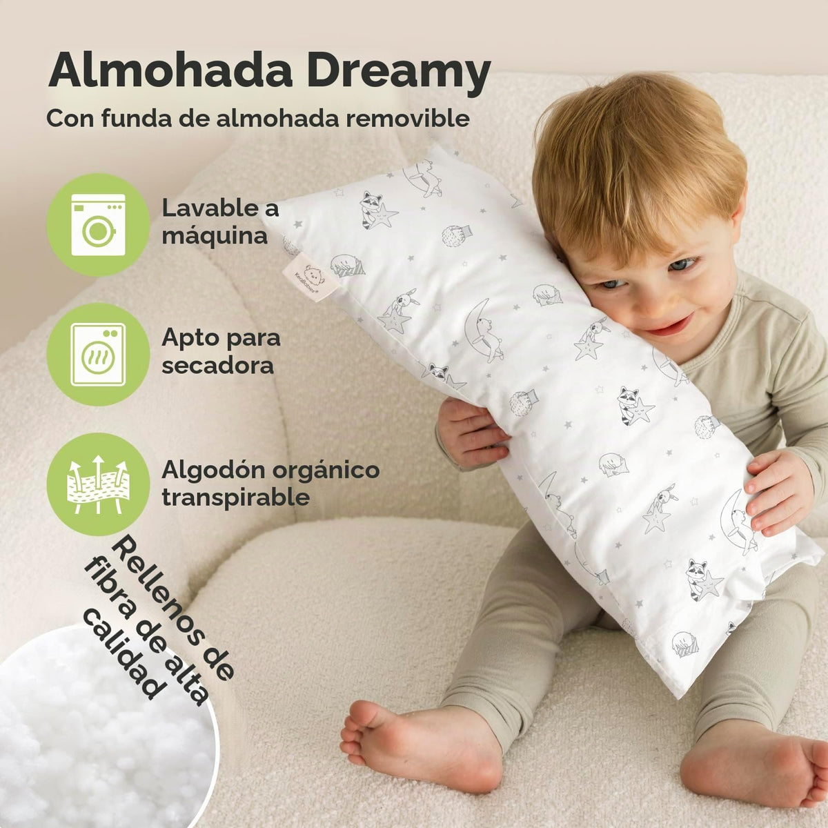 KeaBabies almohada para niños pequeños con funda - 10x18 My Little Dreamy