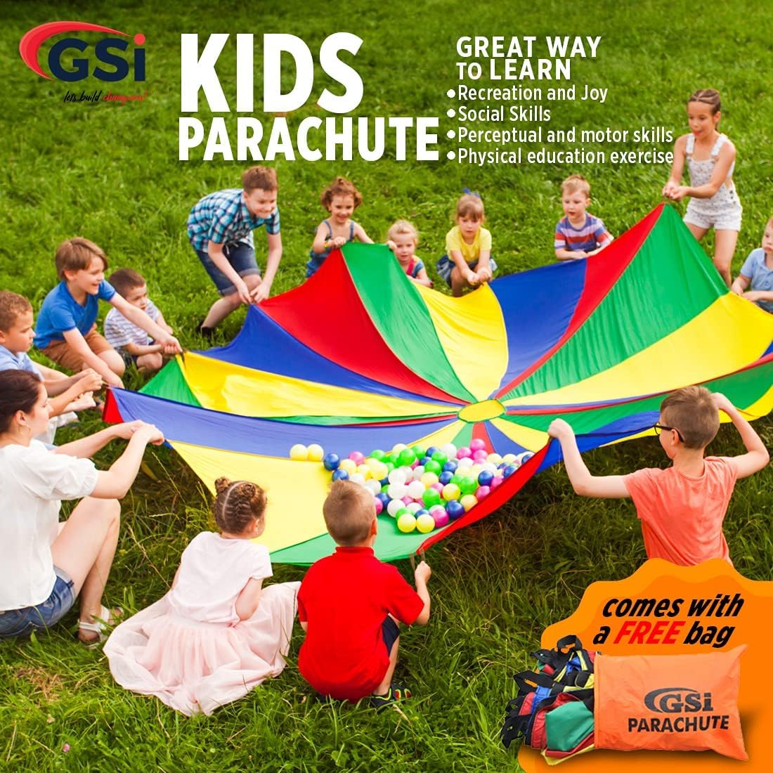 Paracaídas de juego para niños, paracaídas arcoíris, juego de tienda de campaña para niños, 1.83m