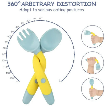 Cucharas de silicona para bebé, función flexible, fácil de sostener, cucharas de entrenamiento