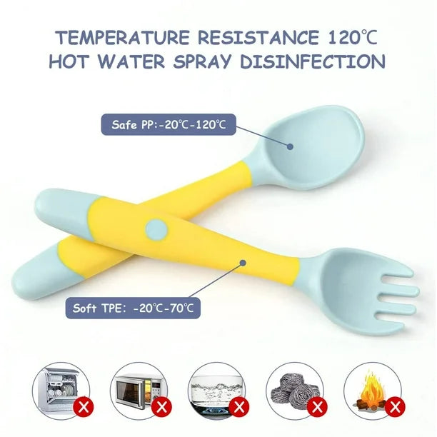 Cucharas de silicona para bebé, función flexible, fácil de sostener, cucharas de entrenamiento