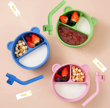 Synpos Bear Shape Toddler Plate | 100% Silicona de Grado Alimenticio