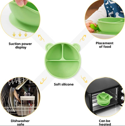 Synpos Bear Shape Toddler Plate | 100% Silicona de Grado Alimenticio