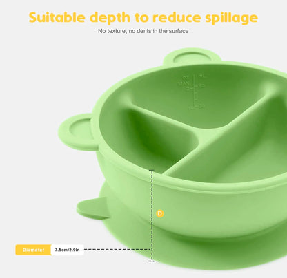 Synpos Bear Shape Toddler Plate | 100% Silicona de Grado Alimenticio