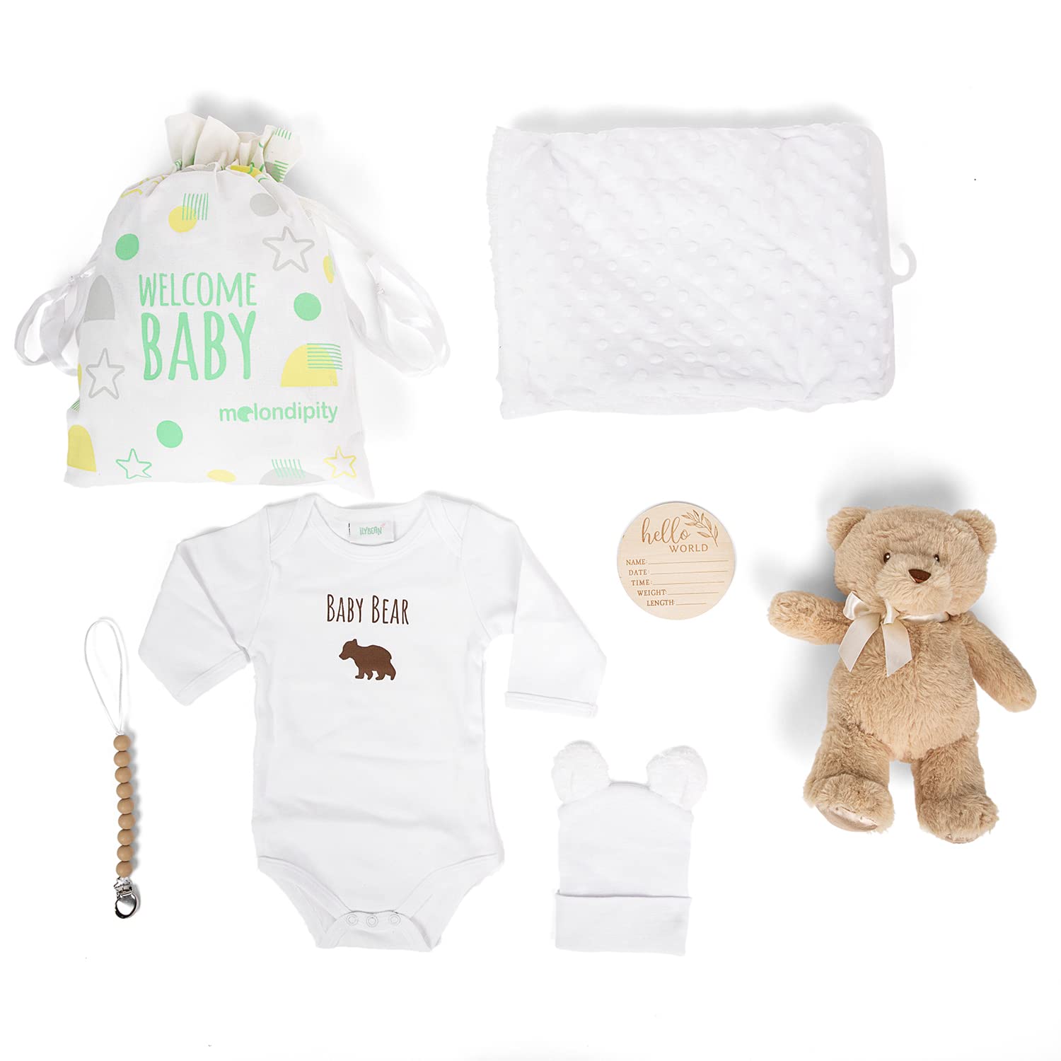Conjunto de regalo de oso de peluche para recién nacido Melondipity