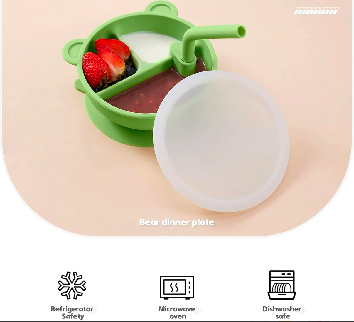 Synpos Bear Shape Toddler Plate | 100% Silicona de Grado Alimenticio