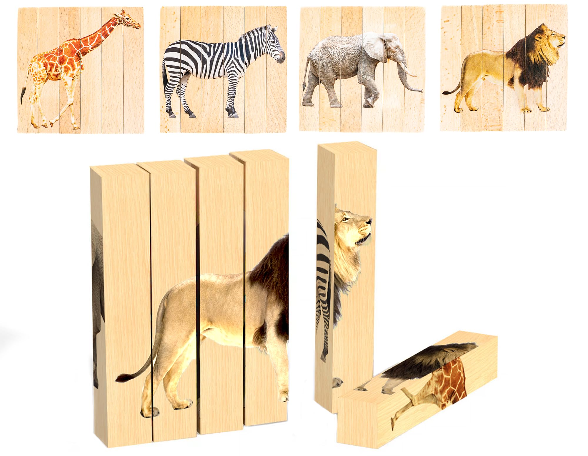 Rompecabezas de madera de animales horribles