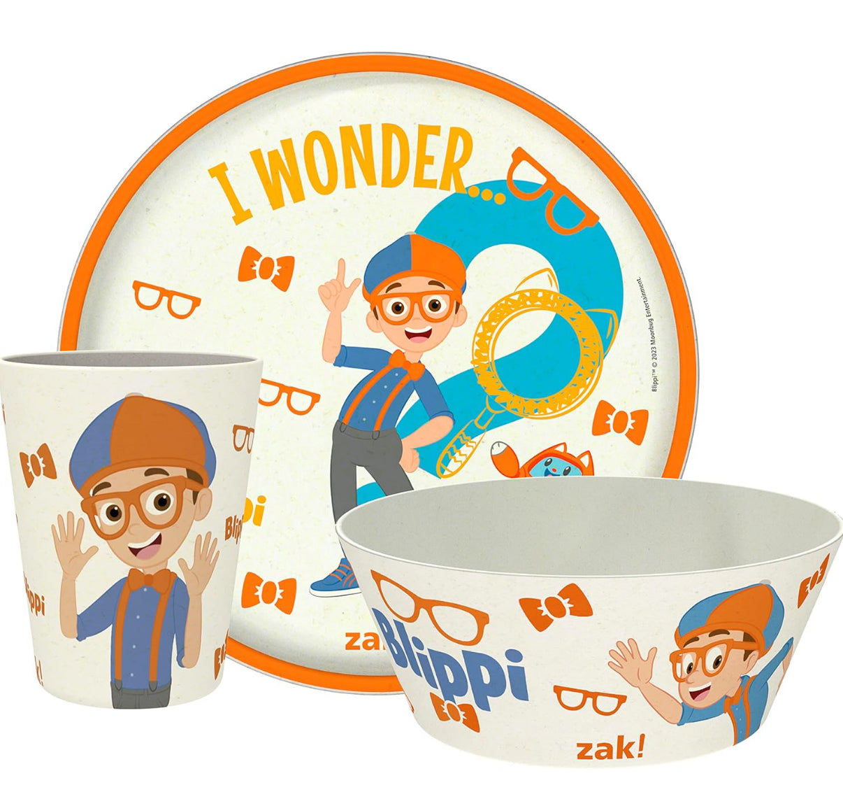 Zak Designs Blippi - Juego de vajilla infantil de 3 piezas