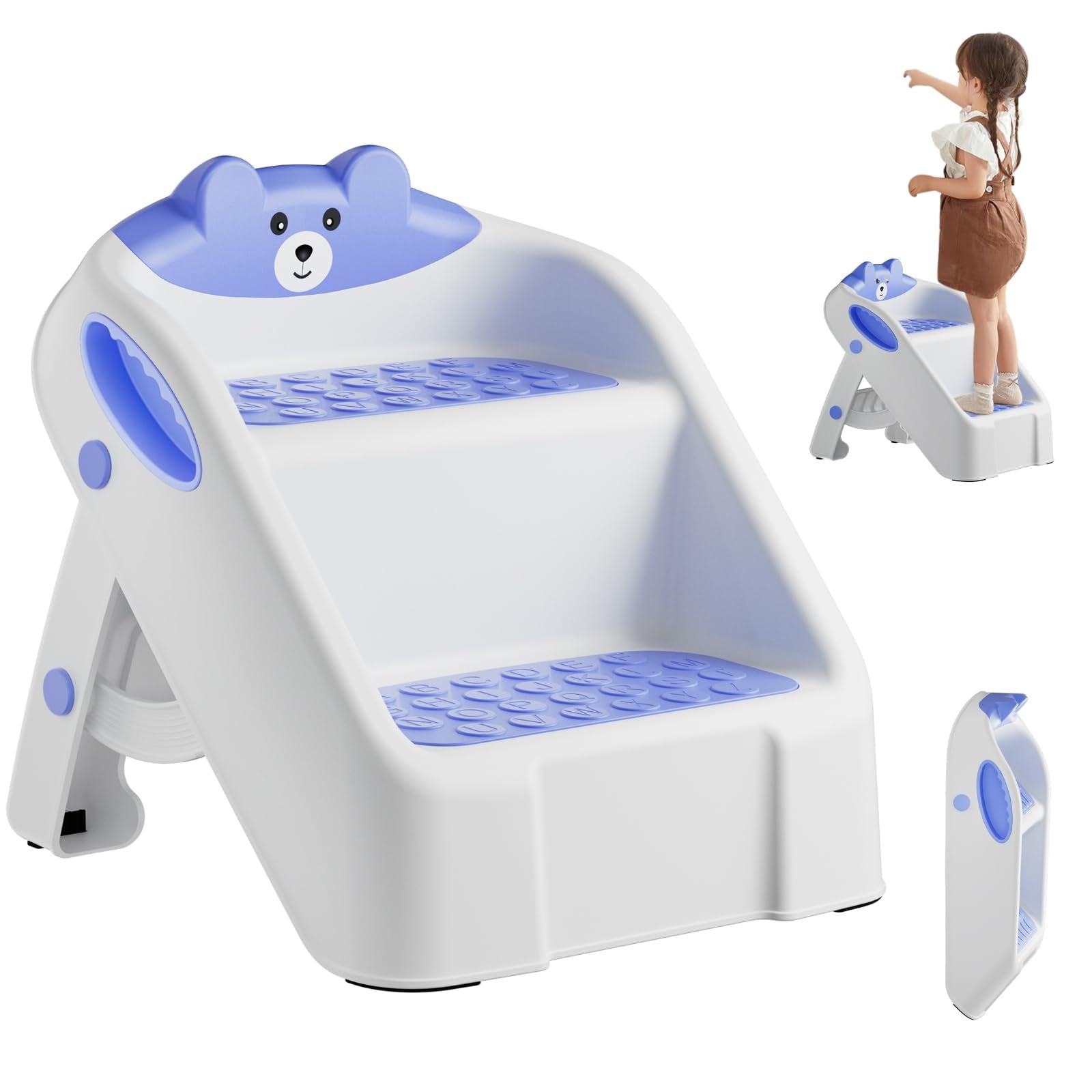 Taburete de baño para niños pequeños, taburete de 2 escalones