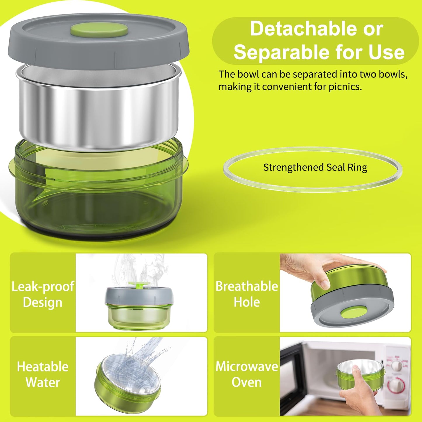 Lille home juego de loncheras aisladas al vacío para mantener la comida caliente durante 6 a 8 horas