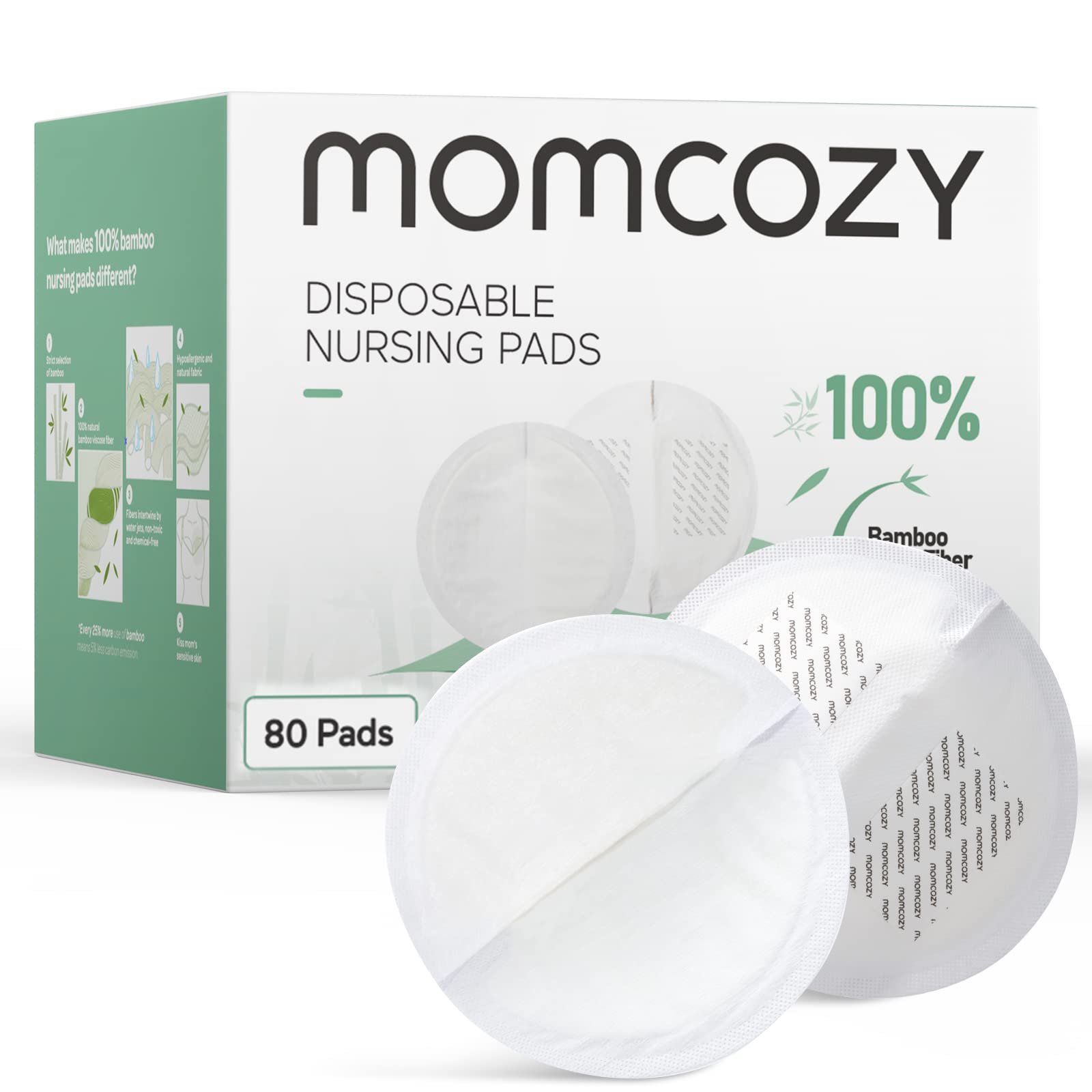 Momcozy Almohadillas de lactancia desechables de fibra de bambú, materiales 100% naturales