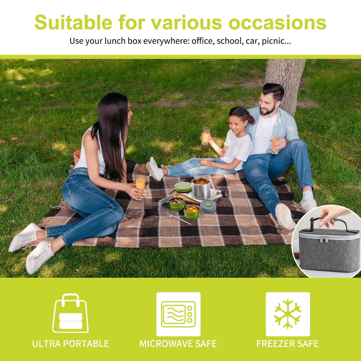 Lille home juego de loncheras aisladas al vacío para mantener la comida caliente durante 6 a 8 horas