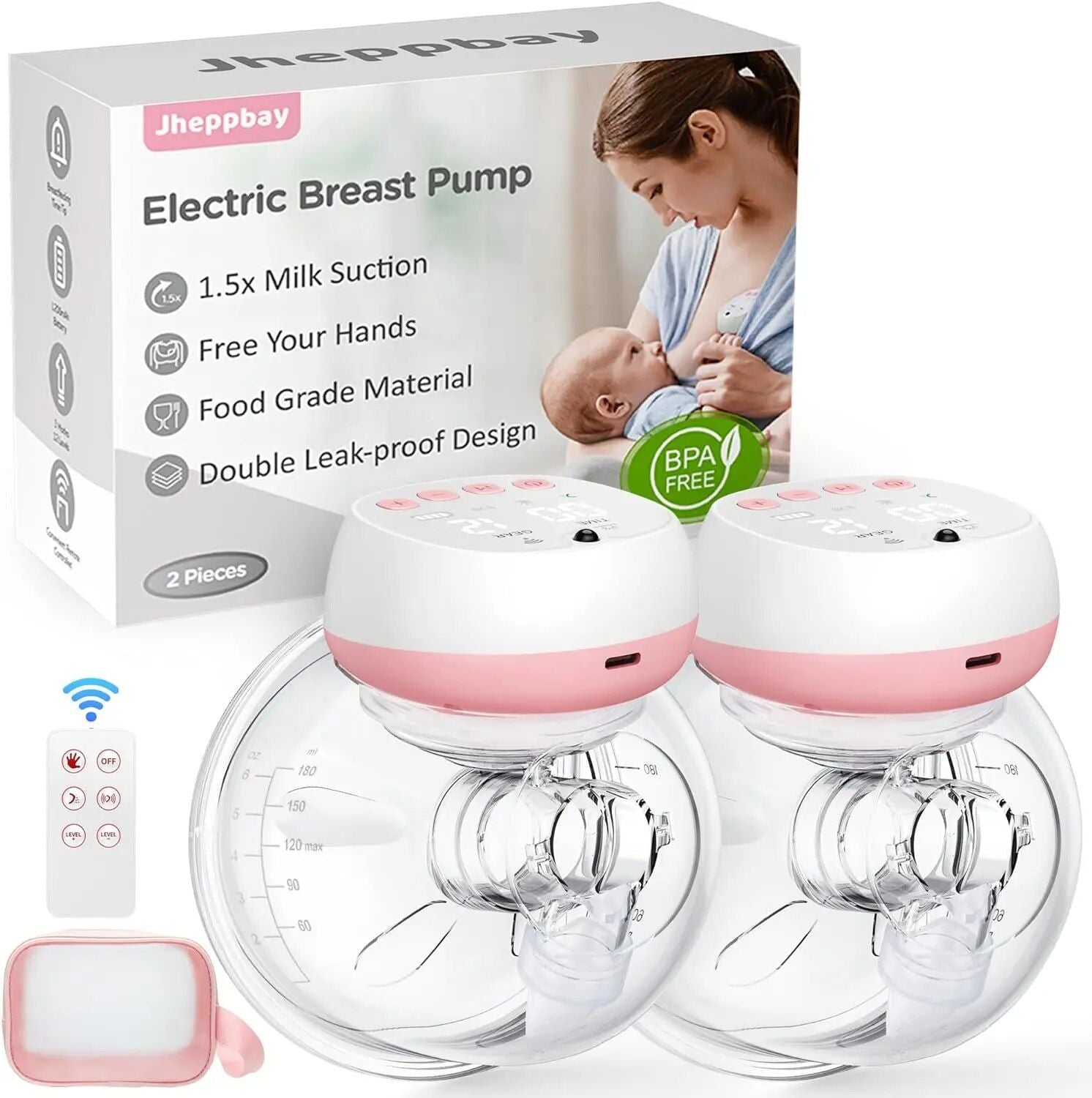 Extractor de leche eléctrico portátil mejorado, 12 niveles y 3 modos