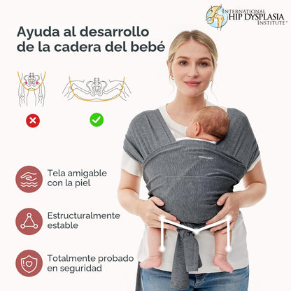 Momcozy Fular Portabebés, Canguro de bebé elástico fácil de usar