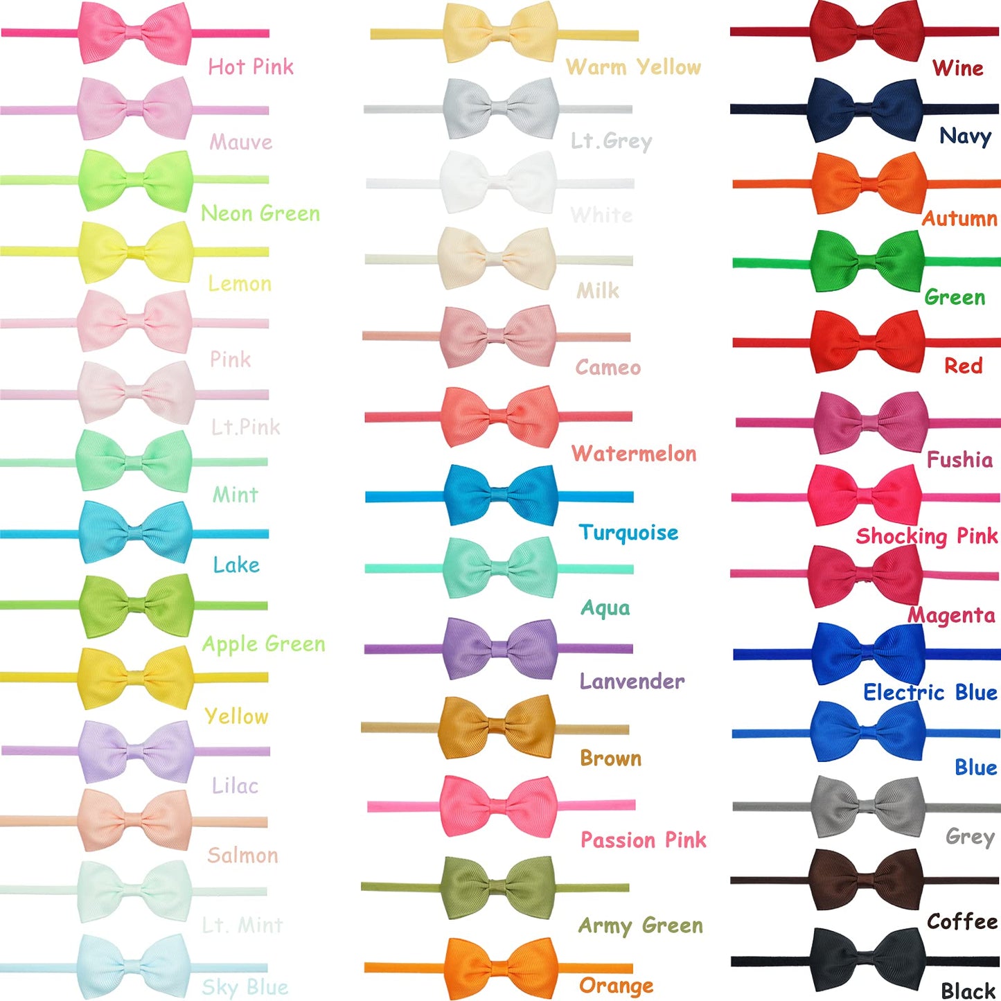 Diademas de lazo para bebé de 40 colores de 2.75 pulgadas.