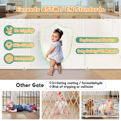 Puertas retráctiles para bebés extra anchas de 150 x 34 pulgadas de alto para gran apertura
