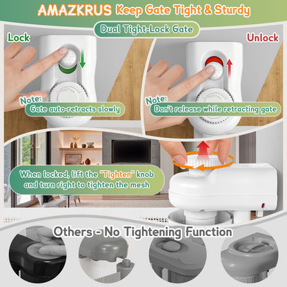 Puertas retráctiles para bebés extra anchas de 150 x 34 pulgadas de alto para gran apertura