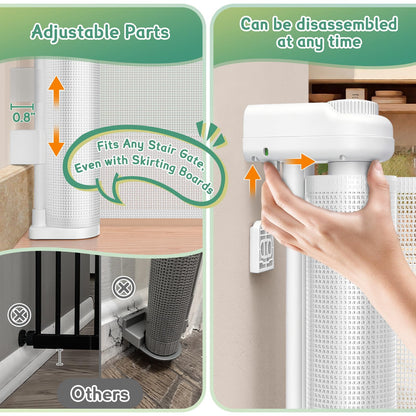 Puertas retráctiles para bebés extra anchas de 150 x 34 pulgadas de alto para gran apertura