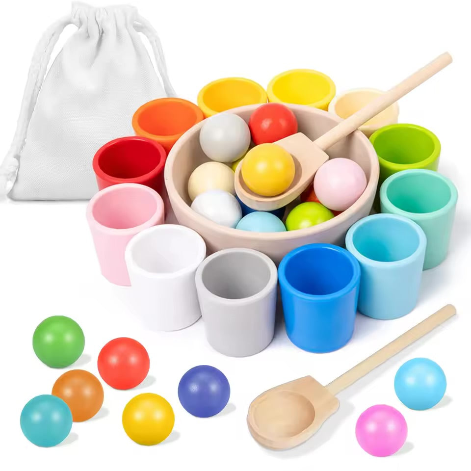 Bola de arcoíris Montessori para bebé, juegos de clasificación de combinación