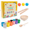 Bolas de madera y tazas de juguete Montessori clasificadoras de colores, juego educativo de madera con 12 tazas, 12 bolas grandes de 1.6 in