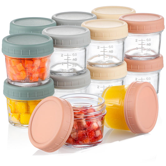 Paquete de 16 recipientes de vidrio para almacenamiento de alimentos para bebés