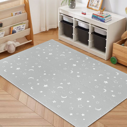 Alfombra de juego para bebés, seis azulejos entrelazados hechos con espuma EVA suave no tóxica, 4 x 6 pies