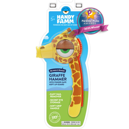 Martillo de jirafa de metal real para niños, funda de seguridad