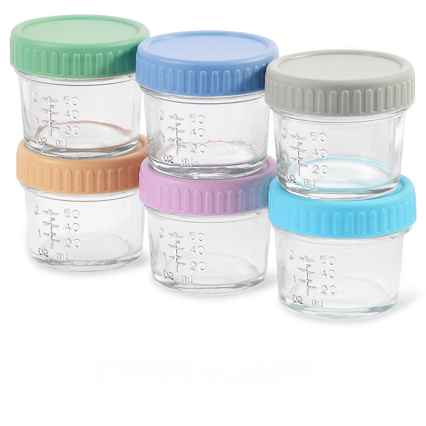 Paquete de 6 recipientes de vidrio para almacenamiento de alimentos para bebés