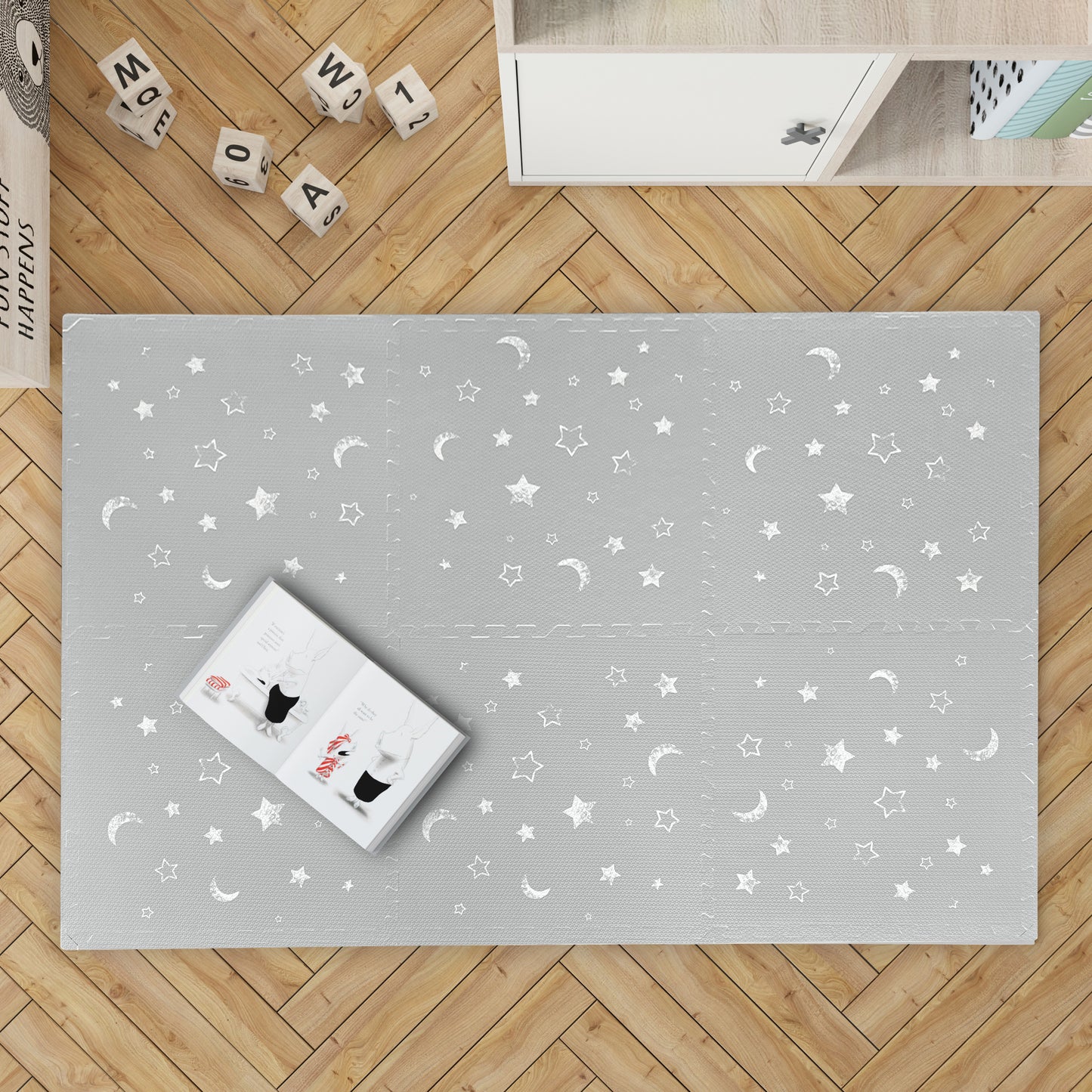 Alfombra de juego para bebés, seis azulejos entrelazados hechos con espuma EVA suave no tóxica, 4 x 6 pies