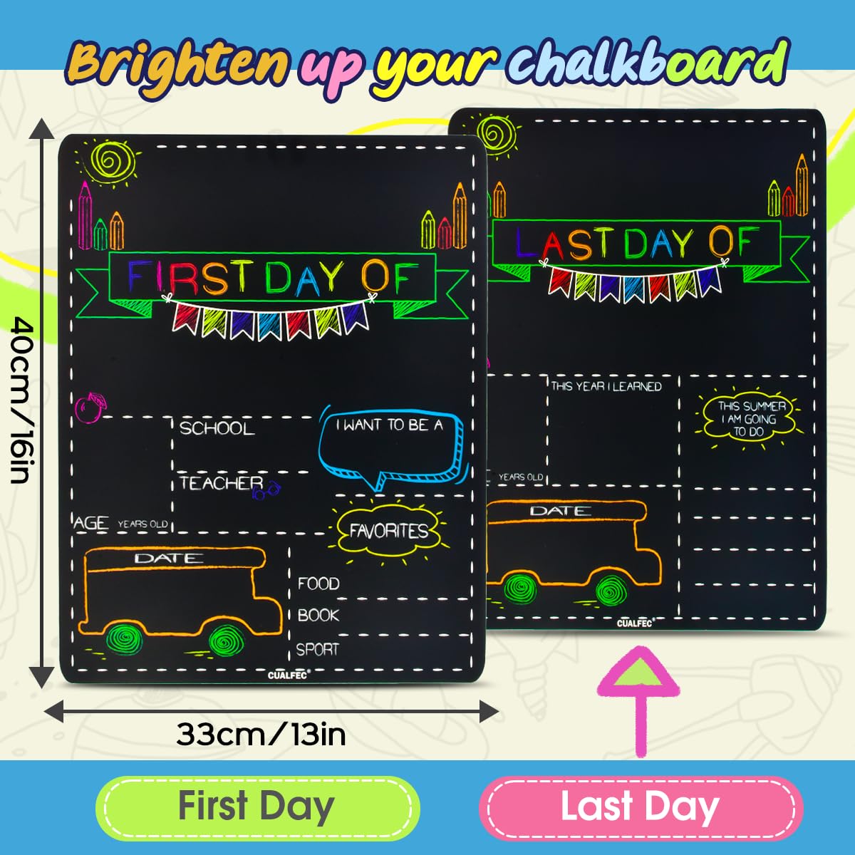Letrero personalizado para el primer día y el último día de escuela de 13 x 16 pulgadas