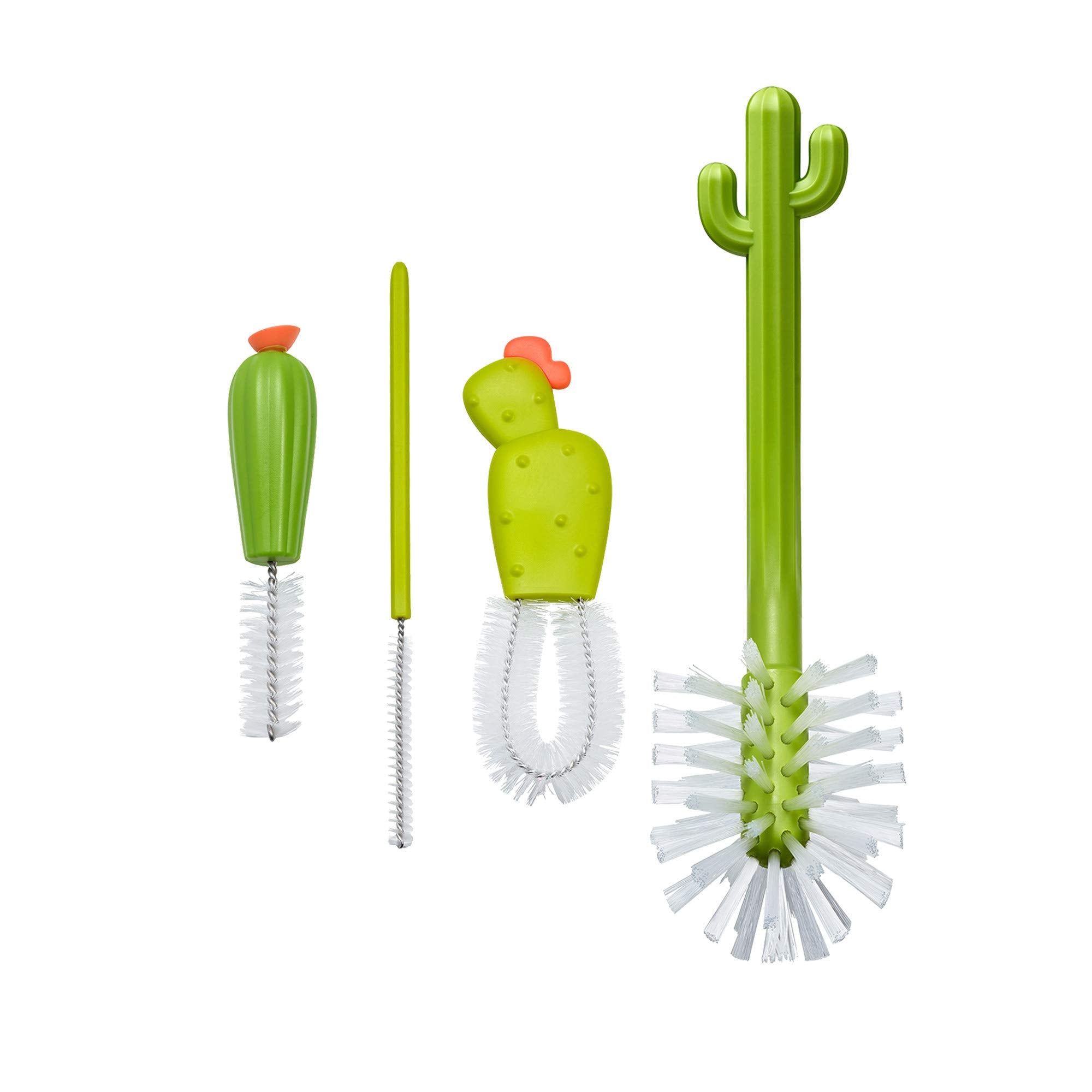 Boon - Juego de 4 cepillos en forma de cactus para limpiar biberones, color verde