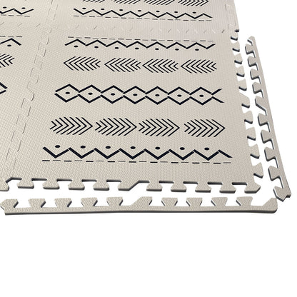 Alfombra de juego para bebés, seis azulejos entrelazados hechos con espuma EVA suave no tóxica, 4 x 6 pies