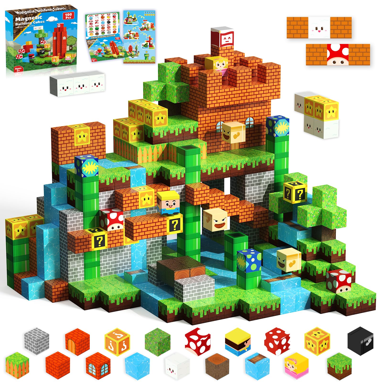 100 cubos magnéticos de construcción, juguetes sensoriales STEM Montessori