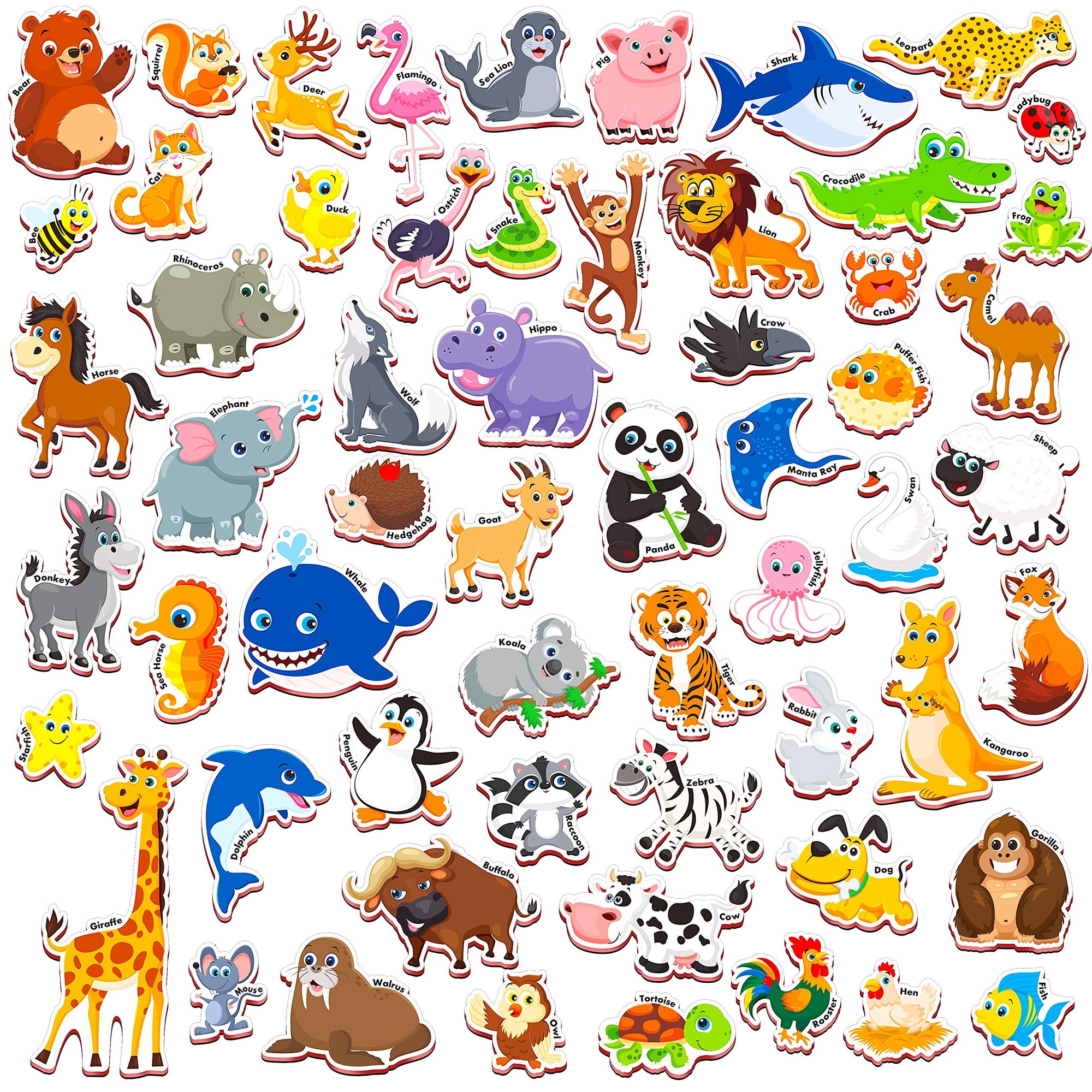 SpriteGru - 60 imanes de animales de dibujos animados